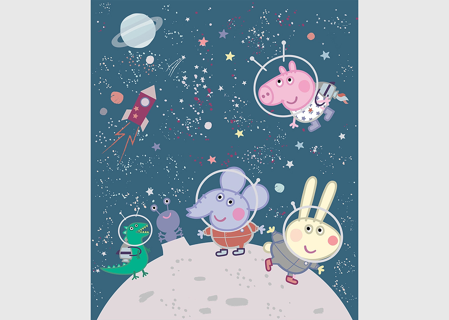 Dětská vliesová fototapeta na zed' Prasátko Peppa Vesmírné Dobrodružství | 225 x 270 cm | FTD3P 5173
