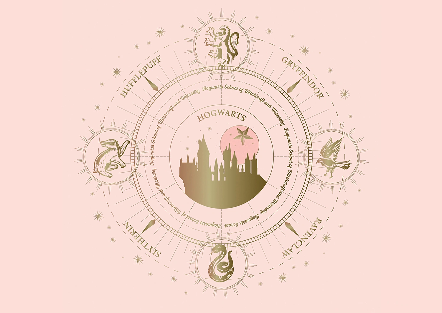 Dětská vliesová fototapeta na zed' Harry Potter Bradavické Koleje | 155 x 110 cm | FTDNM 7905