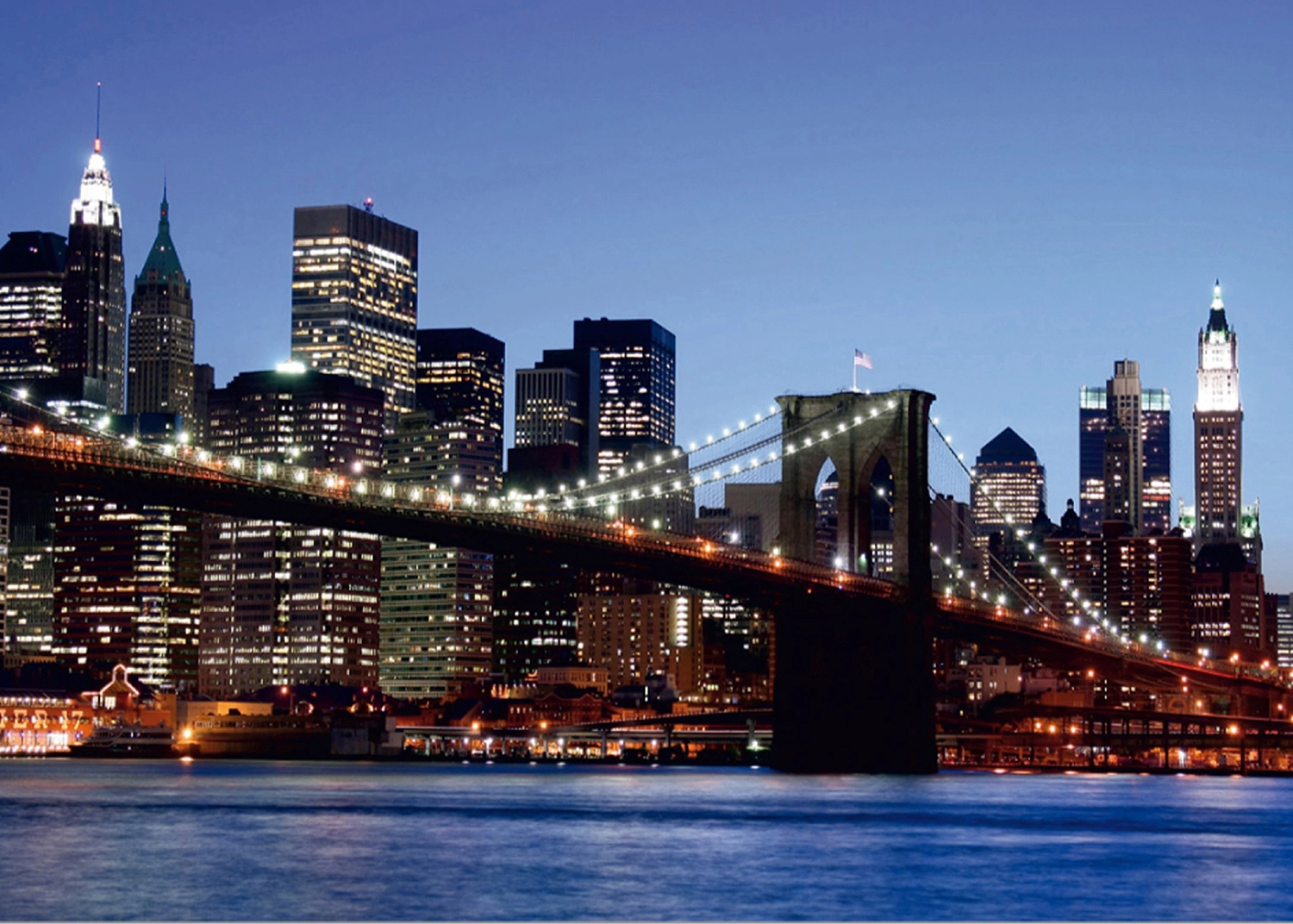 Fototapeta Brooklynský Most Při Západu Slunce | Vliesová fototapeta na zed' | 360 x 270 cm | FTNS 2472