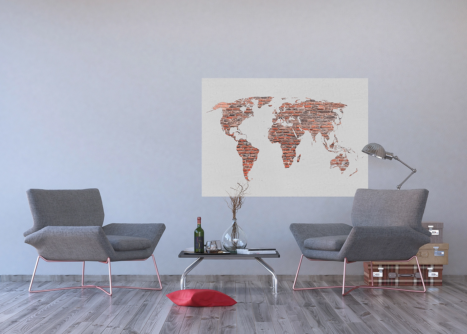 Vliesová fototapeta na zed' Cihlová Mapa Světa | 155 x 110 cm | FTNM 2695
