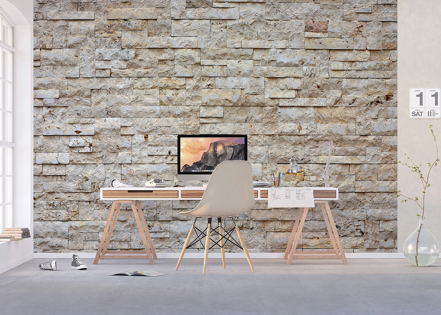 Fototapeta Kamenný Obklad | Výroba | 375 x 270 cm | FTNXXL 2412