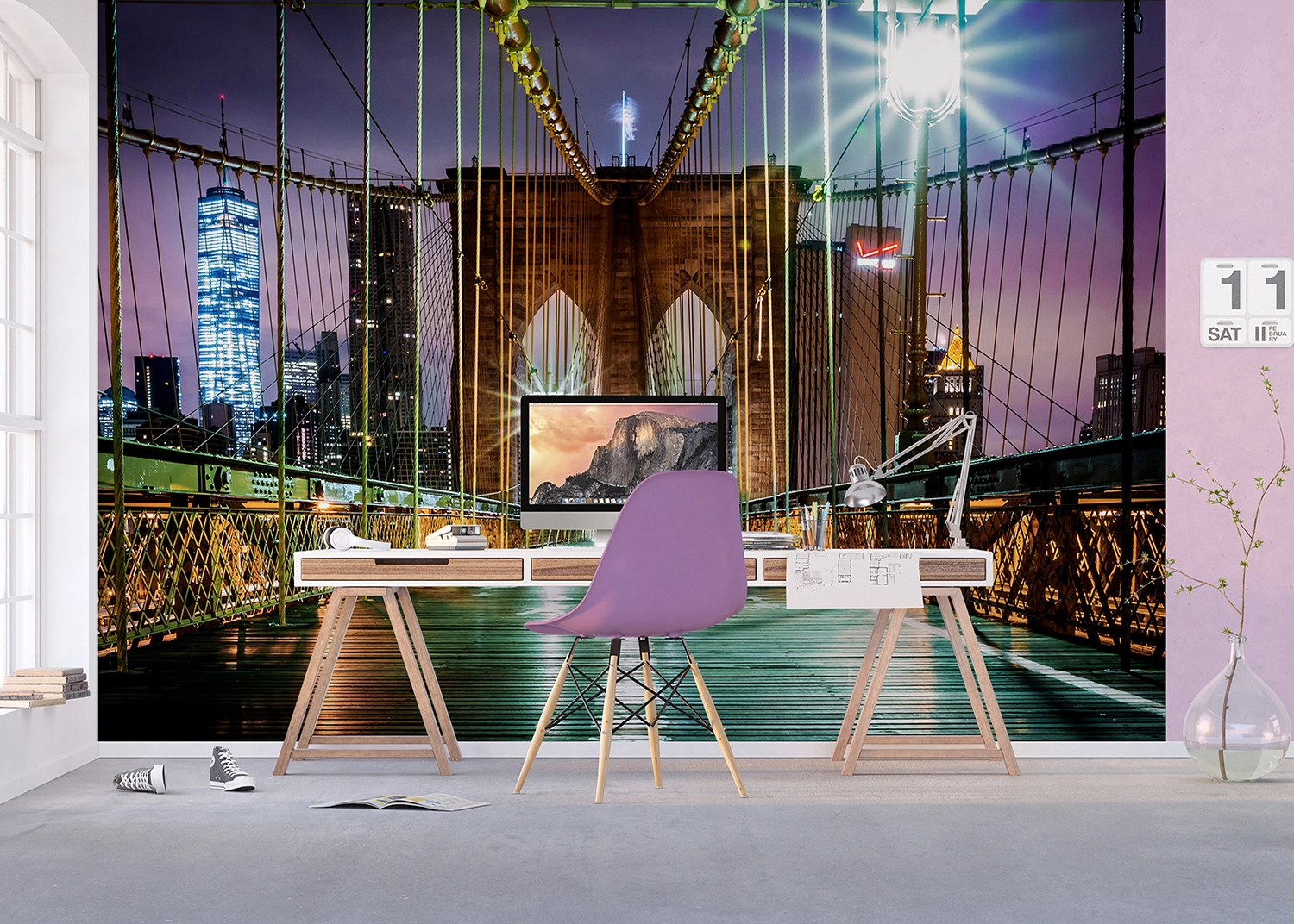 Fototapeta Cesta Přes Brooklynský Most | Vliesová fototapeta na zed' | 360 x 270 cm | FTNXXL 2439