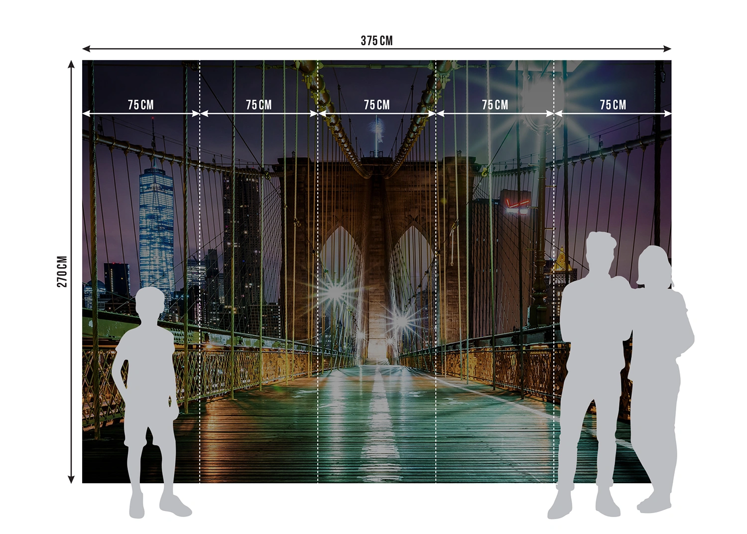 Fototapeta Cesta Přes Brooklynský Most | Vliesová fototapeta na zed' | 360 x 270 cm | FTNXXL 2439