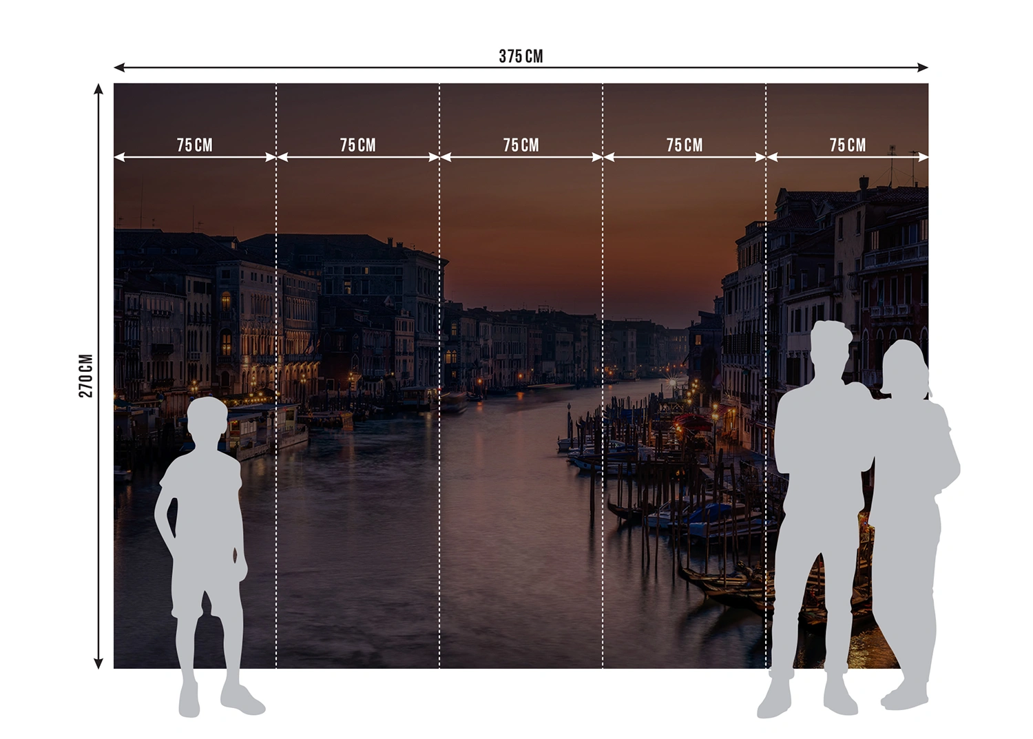 Fototapeta Romantické Benátky | Vliesová fototapeta na zed' | 375 x 270 cm | FTNXXL 3005