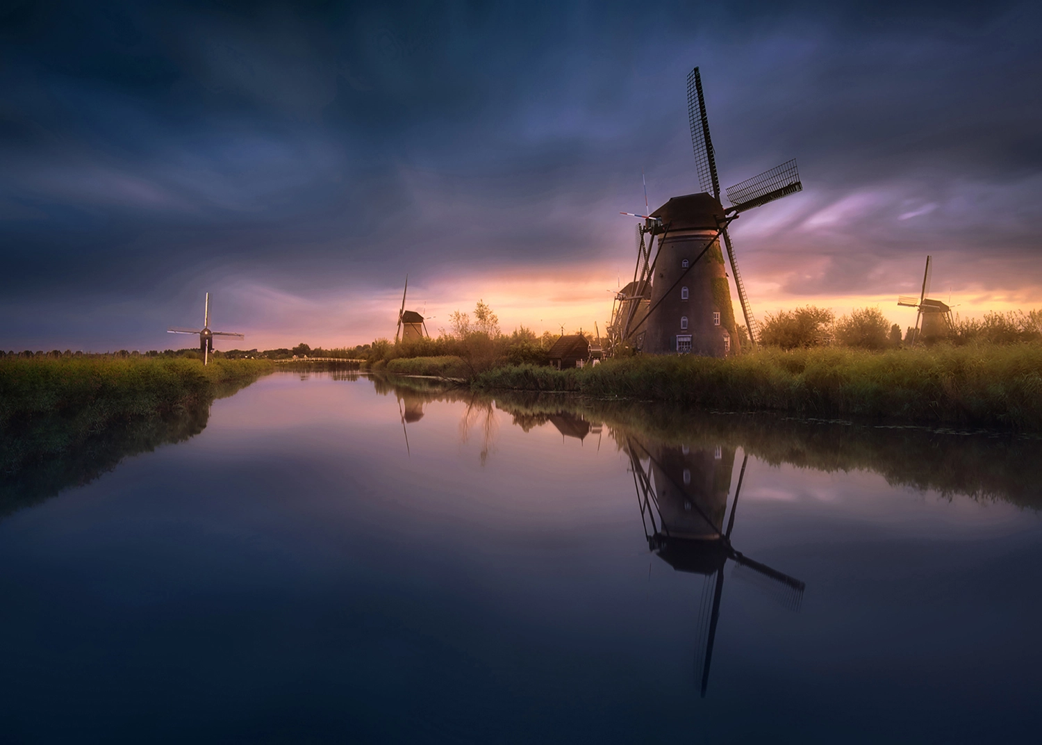 Fototapeta Větrné Mlýny Kinderdijk-Elshout | Vliesová fototapeta na zed' | 375 x 270 cm | FTNXXL 3022