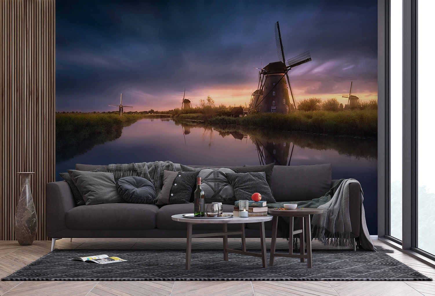 Fototapeta Větrné Mlýny Kinderdijk-Elshout | Vliesová fototapeta na zed' | 375 x 270 cm | FTNXXL 3022