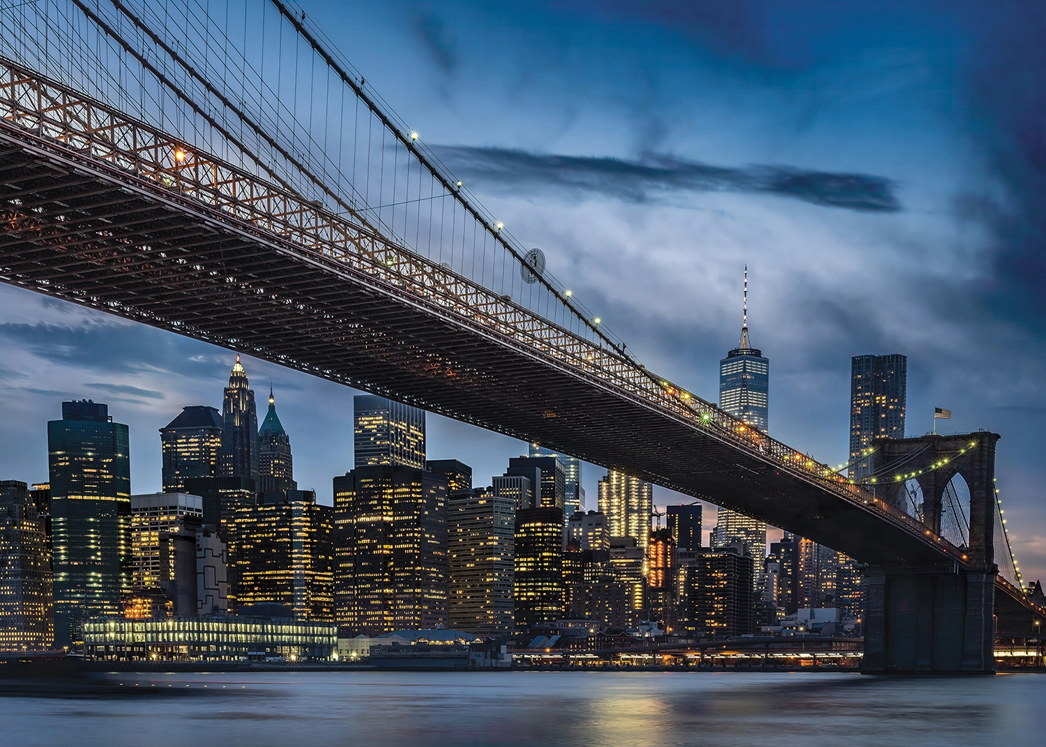 Fototapeta Noční Brooklynský most | Vliesová fototapeta na zed' | 375 x 270 cm | FTNXXL 3024