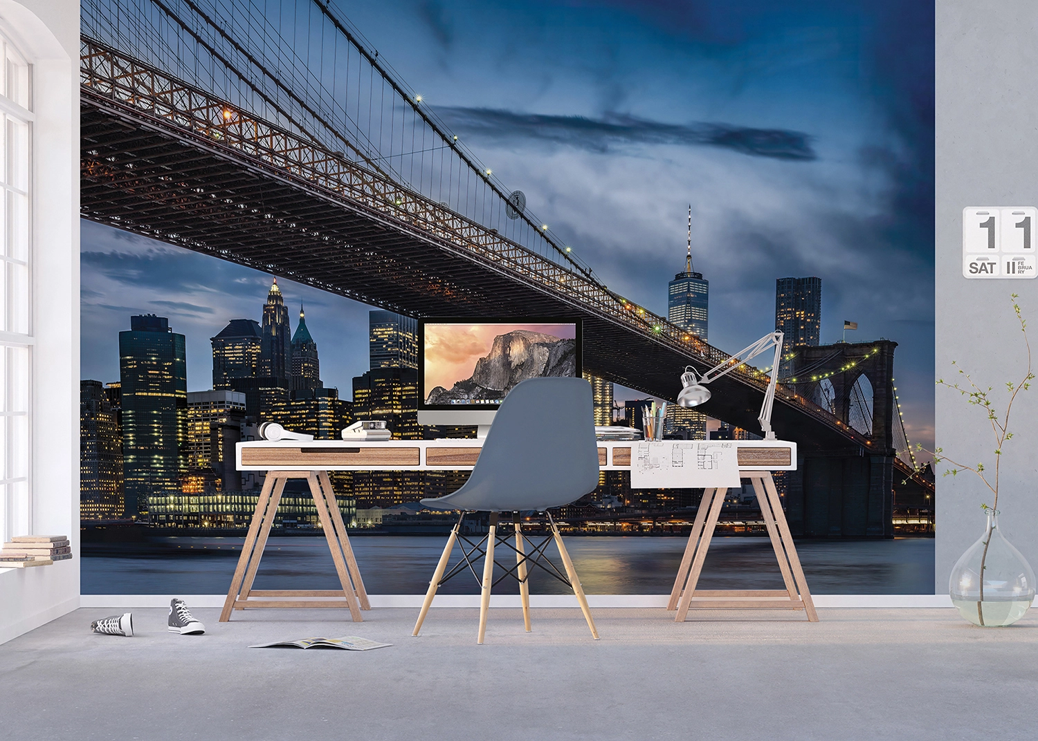 Fototapeta Noční Brooklynský most | Vliesová fototapeta na zed' | 375 x 270 cm | FTNXXL 3024