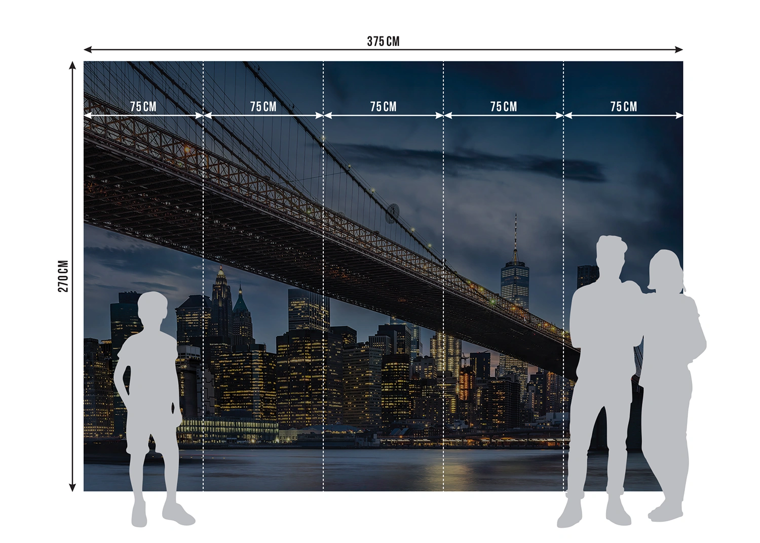 Fototapeta Noční Brooklynský most | Vliesová fototapeta na zed' | 375 x 270 cm | FTNXXL 3024