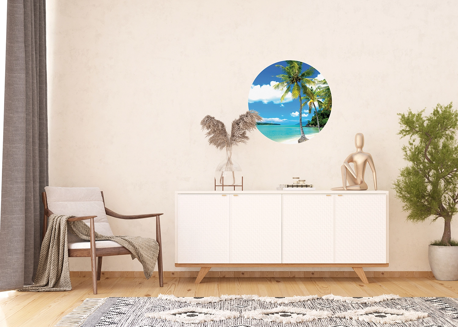 CR_3205_INTERIOR_1-1.webp Wall Mural Palms on Beach, 70 x 70 cm, CR 3205
