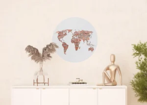 Samolepící vliesová fototapeta na zed' Cihlová Mapa Světa | 70 x 70 cm | CR 3230 - Obrázek 3