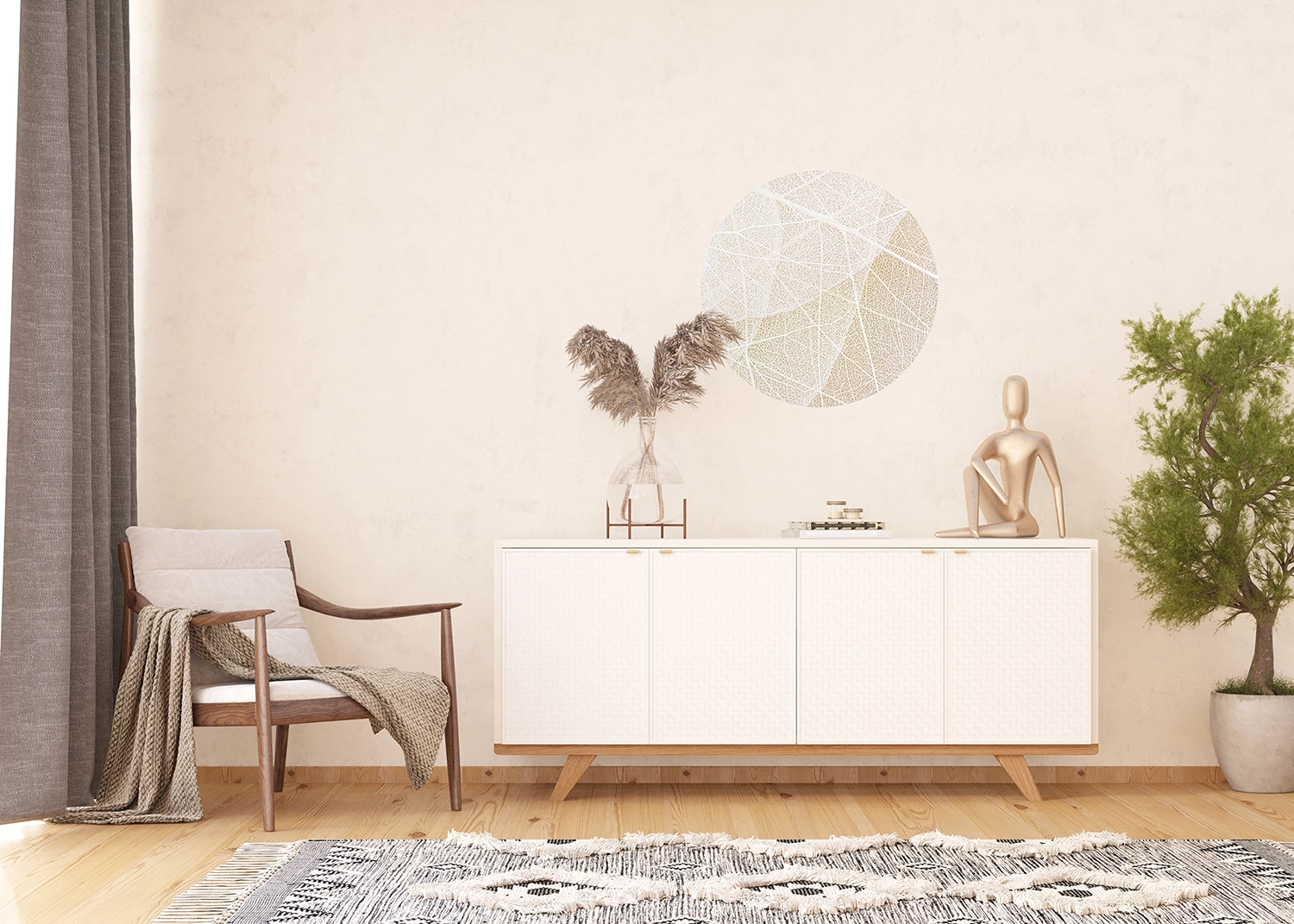 CR_3231_INTERIOR_1-1-1.webp Samolepící vliesová fototapeta na zed' Jemná Listová Struktura | 70 x 70 cm | CR 3231 - Obrázek 1