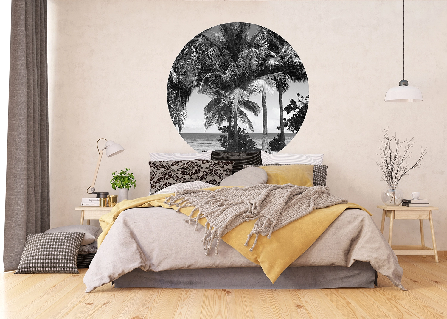CR_3309_INTERIOR_1-1.webp Wall Mural Monochromatic Palms, 140 x 140 cm, CR 3309