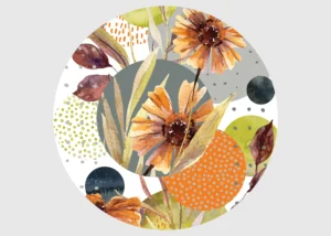 Wall Mural Flowers and Shapes, 140 x 140 cm, CR 3319 - Image 2