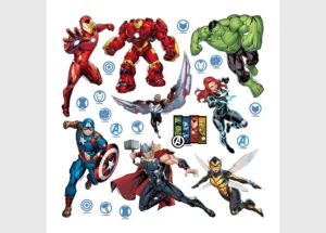 Dětská samolepka na zeď Marvel Avengers Komiksoví hrdinové | 30 x 30 cm | DKS 3817