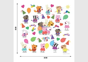 Dětská samolepka na zeď Prasátko Peppa Všichni Přátelé | 30 x 30 cm | DKS 3845 - Obrázek 4