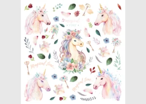 Wall Stickers Watercolor Unicorn | 30 x 30 cm | DKS 3935