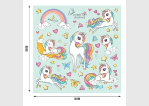 Dětská samolepka na zeď Magický jednorožec | 30 x 30 cm | DKS 3937 - Obrázek 3