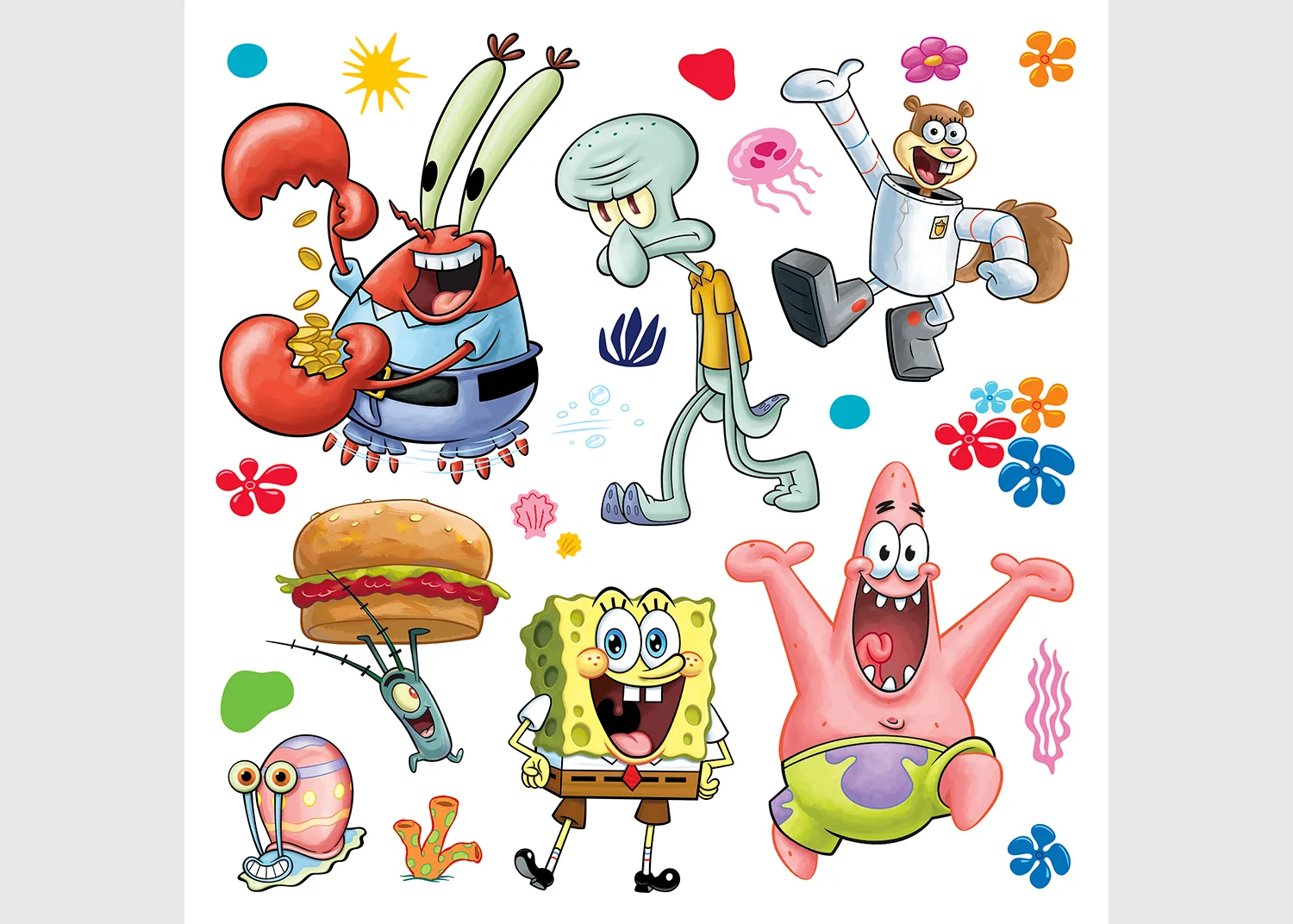 DKS_3951-1-1.webp Dětská samolepka na zeď SpongeBob Zátiší bikin | 30 x 30 cm | DKS 3951 - Obrázek 1
