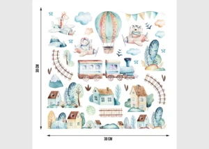 Dětská samolepka na zeď Akvarelový vláček | 30 x 30 cm | DKS 3953 - Obrázek 3