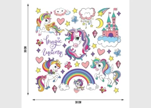 Dětská samolepka na zeď Magický jednorožec | 30 x 30 cm | DKS 3955 - Obrázek 3