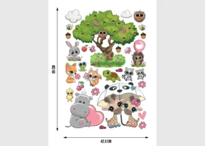 Dětská samolepka na zeď Roztomilá zvířátka | 42.5 x 65 cm | DKM 1669 - Obrázek 4
