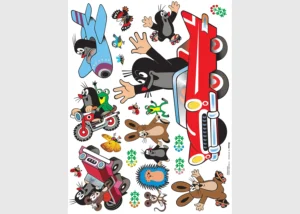 Dětská samolepka na zeď Krteček v Autě | 65 x 85 cm | DK 1789