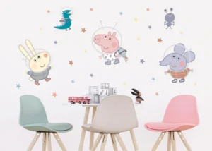 Dětská samolepka na zeď Prasátko Peppa Výlet na Měsíc | 65 x 85 cm | DK 2345 - Obrázek 3