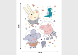 Dětská samolepka na zeď Prasátko Peppa Výlet na Měsíc | 65 x 85 cm | DK 2345 - Obrázek 4