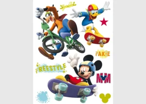 Dětská samolepka na zeď Disney Myšák Mickey na Skateboardu | 65 x 85 cm | DK 855