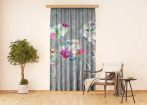Curtain Peonies on Grey, 140 x 245 cm, FCSL 7585 - Obrázek 2