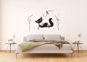 Wall Stickers Black Cat Girl Flocked, 65 x 85 cm, FL 0416 - Image 2