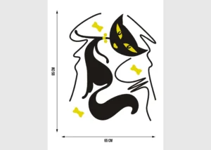 Wall Stickers Black Cat Girl Flocked, 65 x 85 cm, FL 0416 - Image 5