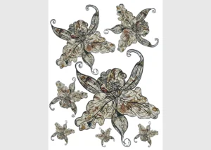 Wall Stickers Flock Retro Flowers | 65 x 85 cm | FL 1018