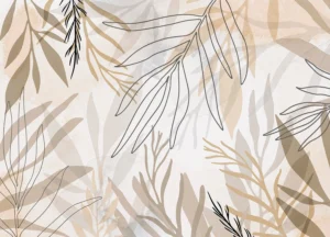 Wall Mural Beige Foliage, Premium Non-woven Wallpaper, 375 x 270 cm, FT5P 3085 - Image 2