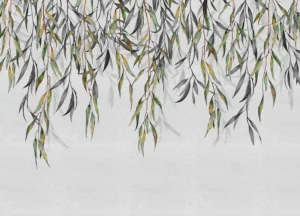 Fototapeta Závěsné Šedé Akvarelové Listy | Vliesová fototapeta na zed' | 375 x 270 cm | FT5P 352227 - Obrázek 2