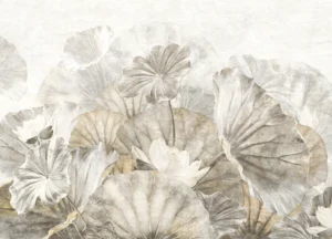 Wall Mural White Lotus Leaves, Premium Non-woven Wallpaper, 375 x 270 cm, FT5P 352237 - Image 2