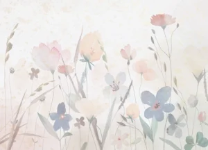 Fototapeta Akvarelové Písečné Květiny | Vliesová fototapeta na zed' | 375 x 270 cm | FT5P 352261 - Obrázek 2