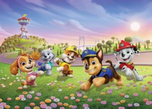Wall Mural Paw Patrol Pups on the Flower Field, 375 x 270 cm, FTD5P 352283 - Image 2