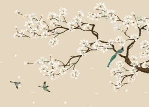 Wall Mural Beige Chinoiseri, Premium Non-woven Wallpaper, 375 x 270 cm, FT5P 352469 - Image 2