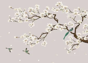 Fototapeta Šedé Chinoiserie | Vliesová fototapeta na zed' | 375 x 270 cm, FT5P 352471 - Obrázek 2