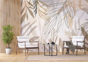 Wall Mural Beige Foliage, Premium Non-woven Wallpaper, 375 x 270 cm, FT5P 3085 - Image 7