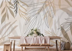 Wall Mural Beige Foliage, Premium Non-woven Wallpaper, 375 x 270 cm, FT5P 3085 - Image 5