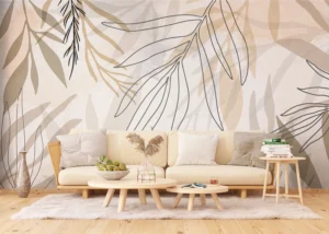 Wall Mural Beige Foliage, Premium Non-woven Wallpaper, 375 x 270 cm, FT5P 3085 - Image 3