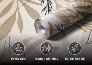 Wall Mural Beige Foliage, Premium Non-woven Wallpaper, 375 x 270 cm, FT5P 3085 - Image 8