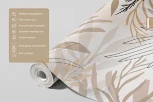 Wall Mural Beige Foliage, Premium Non-woven Wallpaper, 375 x 270 cm, FT5P 3085 - Image 9
