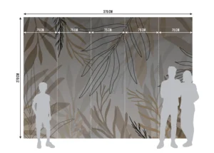 Wall Mural Beige Foliage, Premium Non-woven Wallpaper, 375 x 270 cm, FT5P 3085 - Image 10