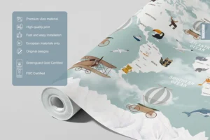 Dětská fototapeta Mapa Světa Zvířat | Vliesová fototapeta na zed' | 375 x 270 cm | FTD5P 3091 - Obrázek 4