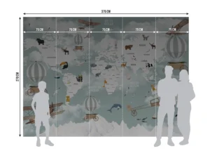 Dětská fototapeta Mapa Světa Zvířat | Vliesová fototapeta na zed' | 375 x 270 cm | FTD5P 3091 - Obrázek 5