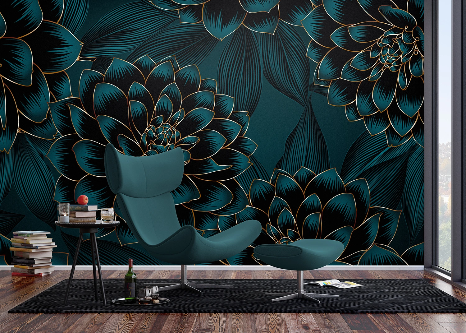 FT5P_3097_INTERIOR_3 Wall Mural Night Dahlia, 375 x 270 cm, FT5P 3097